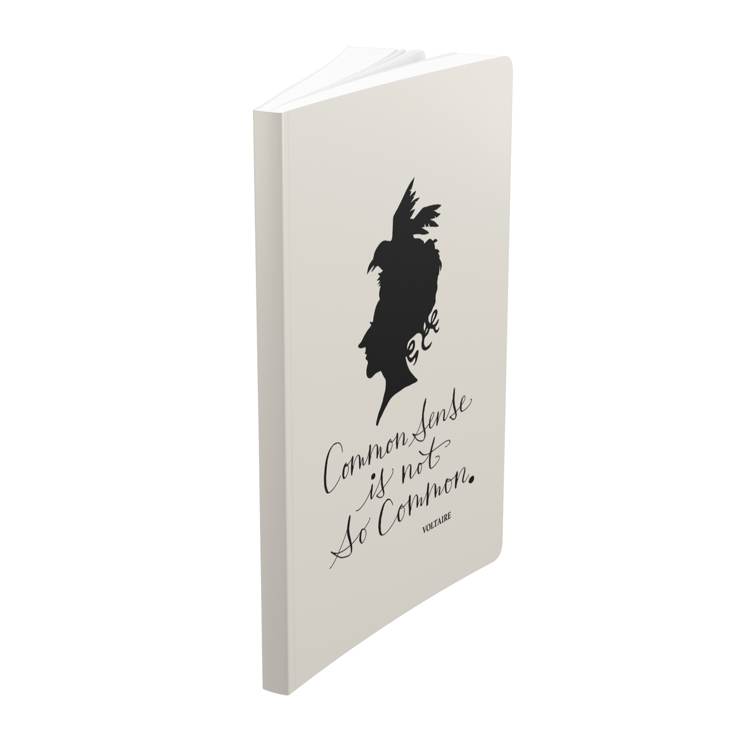 Common_Sense_-_Voltaire_Softcover_Notebo_Standing_Angle_Mockup.png