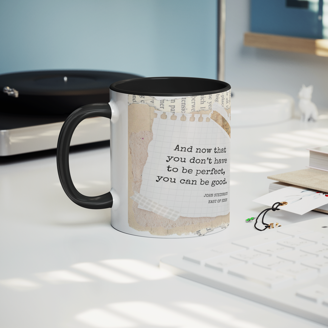Good_Not_Perfect_11oz_Black_Accent_Mug_Mug_Lifestyle_Record_Player_Mockup.png