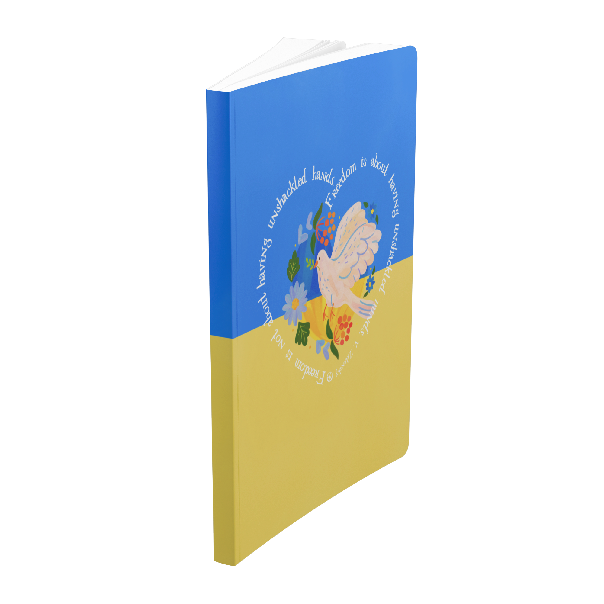 Slava_Ukraini_Softcover_Notebook_All_Pr_Standing_Angle_Mockup.png